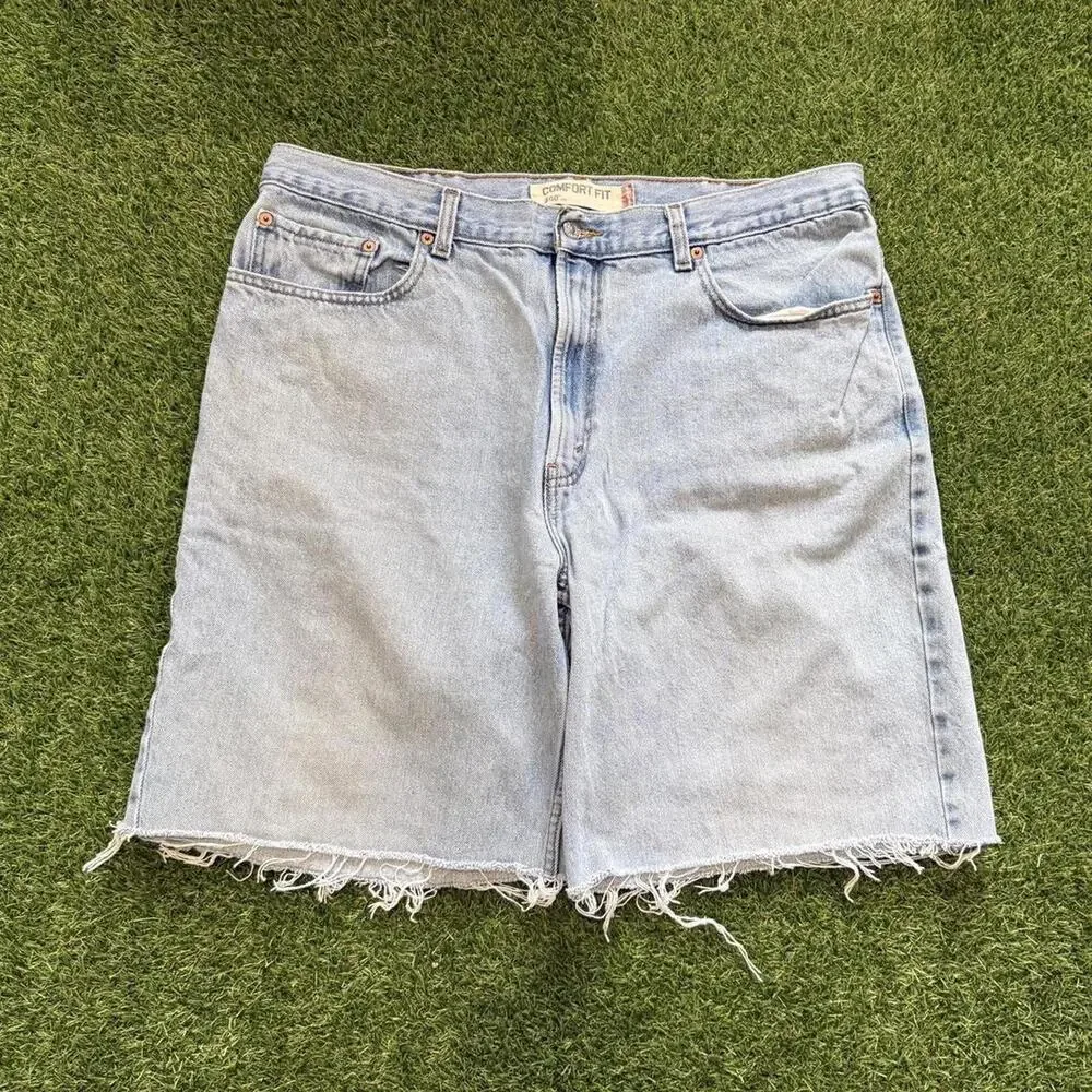 Vintage 90s Levi’s Baggy Jean Shorts Waist 38 - Picture 3 of 6